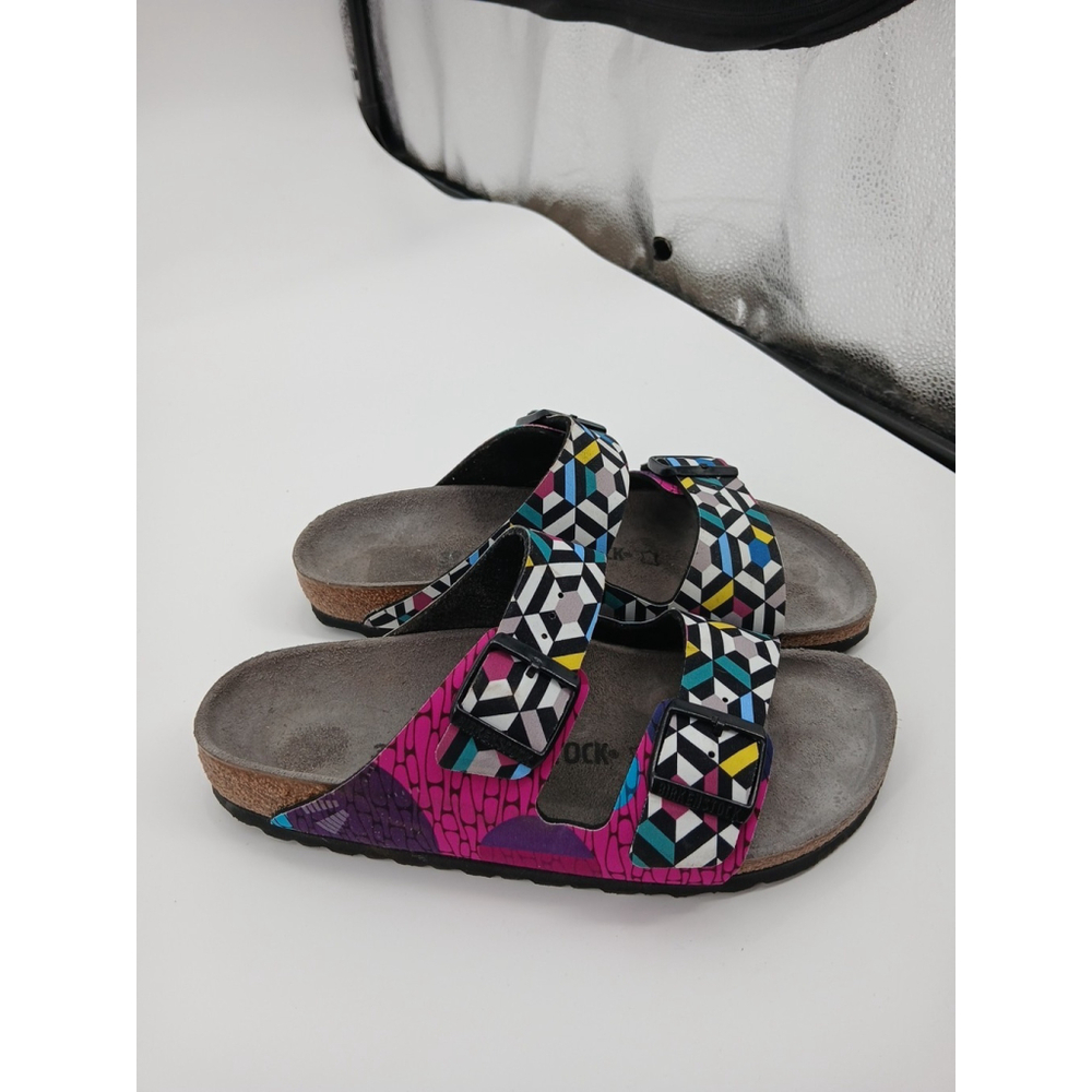 Birkenstock Arizona Sonar Geometric Sandals Limited Edition Sz 39 Womens 8 Vegan - Picture 2 of 9